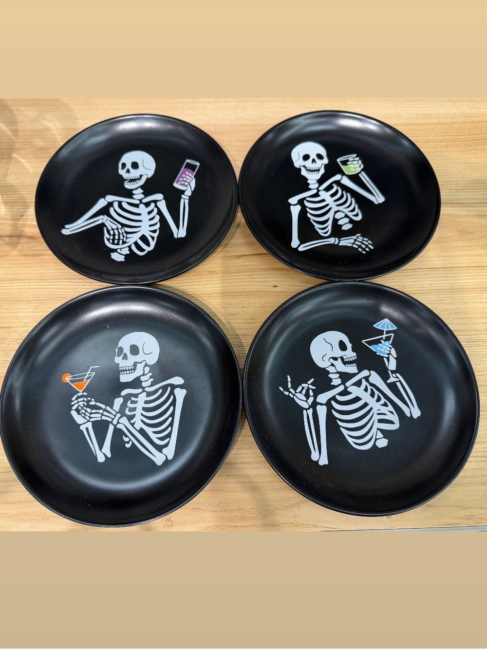 Target Bullseye Full Set of 4 Skeleton Cocktail Ceramic Plates